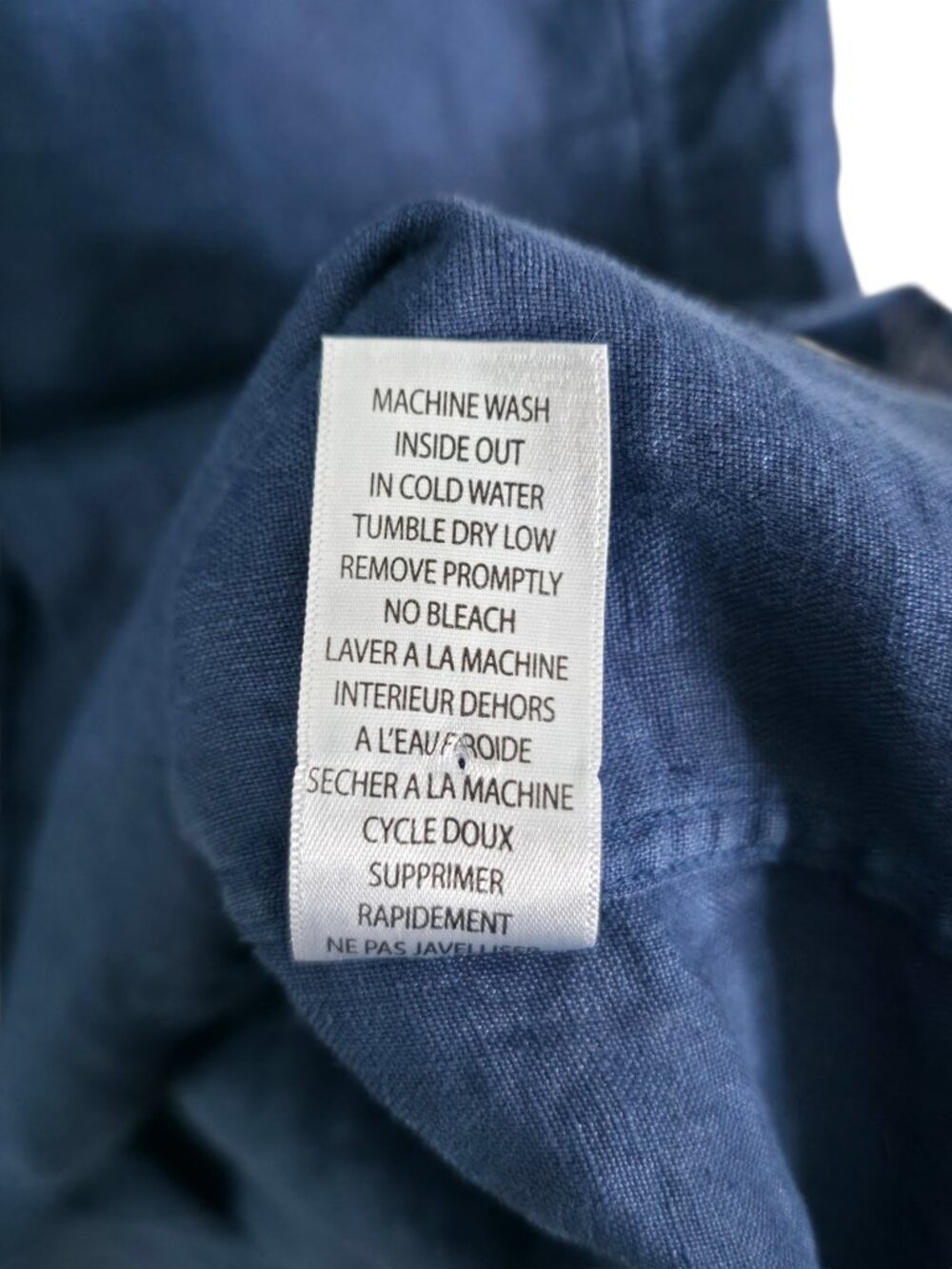Frank & Eileen Rory Dress Navy Blue Washed Linen Maxi Shirtdress Size XL - Picture 8 of 10